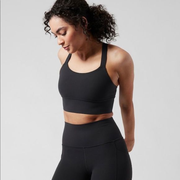 NWT Athleta A-C Warrior Longline Bra Medium Black. - Picture 1 of 5